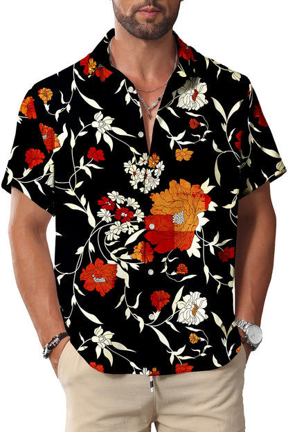 HOTKYKU Hawaiian Shirt for Men: Beach Vacation Summer Short Sleeve Button Down Mens Shirts Casual Stylish
