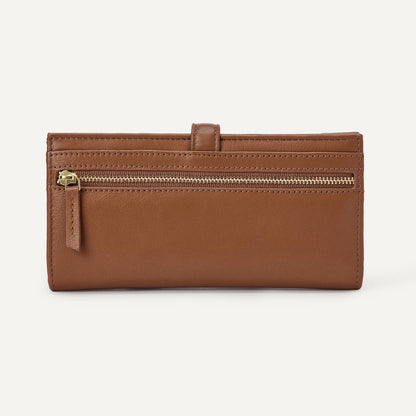 HOTAmazon Essentials Women's Leather Clutch Wallet with Multiple Card Pockets and Zip Compartments, Tan, One Size