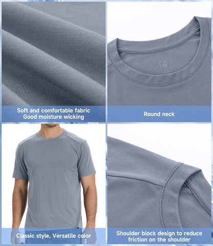 HOTBAMBOO COOL Men's T-Shirts Short Sleeve Heavyweight Crew Neck T Shirt for Men Moisture Wicking Casual Tees