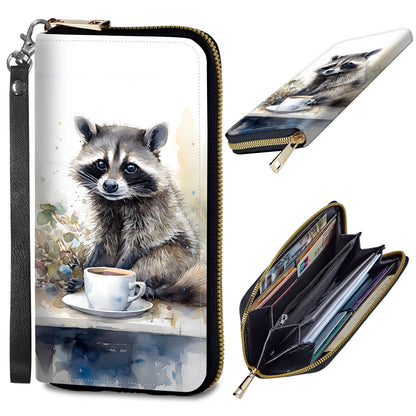 HOTWomens Wallet, PU Leather RFID Cute Wristlet Wallets for Girls Women Ladies Purse Large Credit Card Clutch Purse Card Holder Coin Pocket Travel Wallets with Zipper, Art Black Cat