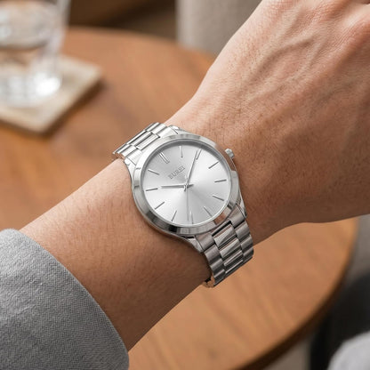 HOTBUREI Men's Wrist Watch, Analog Stainless Steel Dress Waterproof Quartz Watch for Men with Japanese Movement,Refined Gifts for Men, Boyfriend, Husband, Dad