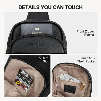HOTBOSTANTEN Sling Bag Quilted Crossbody Bags for Women Cross Body Purse Leather Fanny Pack with Adjustable Guitar Strap