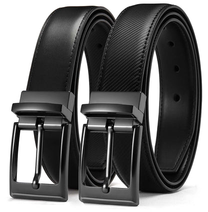 HOTCHAOREN Reversible Belt Men 1 Piece - 1.25" Leather Dress Belt - Trim to Fit for Elegant Style | 1 Belt, 2 Colors, Double-Sided Reversible, Premium Genuine Leather, Trim to Fit