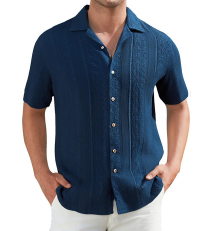HOTDamipow Mens Casual Button Down Shirts Short Sleeve Fashion Vacation Beach Shirts