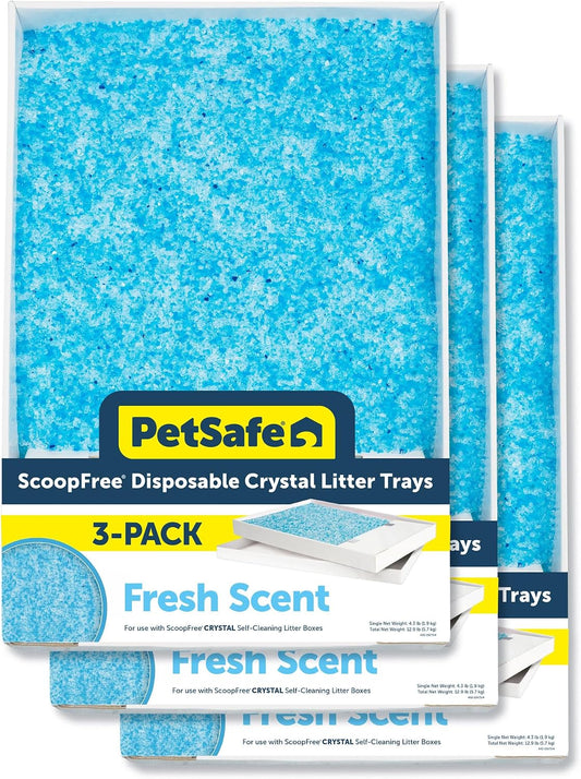 HOTPetSafe ScoopFree Self-Cleaning Cat Litter Box Tray Refills with Premium Blue Non-Clumping Crystals, 3-Pack