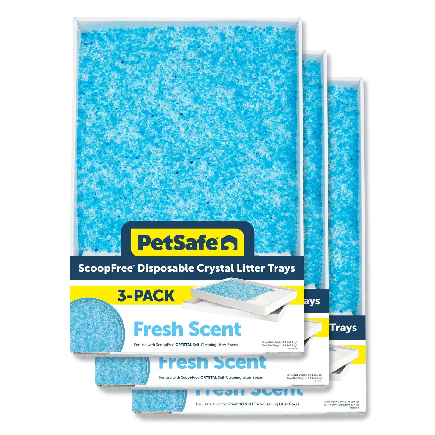 HOTPetSafe ScoopFree Self-Cleaning Cat Litter Box Tray Refills with Premium Blue Non-Clumping Crystals, 3-Pack