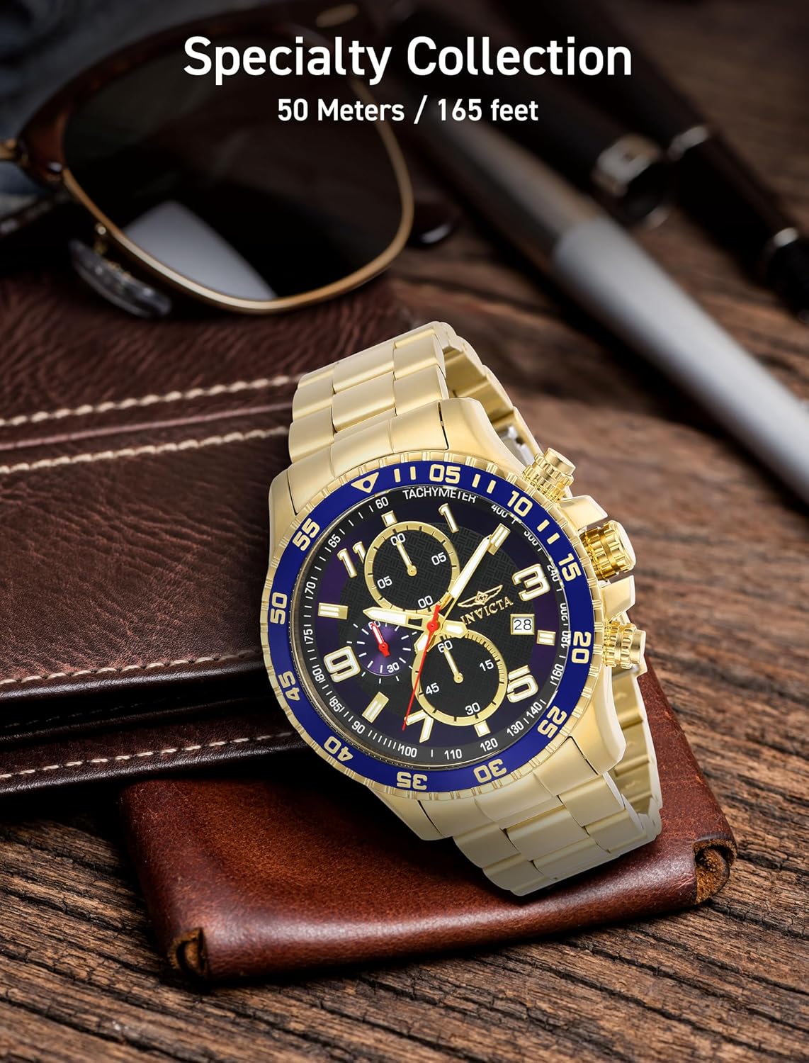 HOTInvicta Men's Specialty Chronograph Textured Dial Stainless Steel Watch