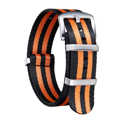 HOTBINLUN Nylon Watch Band 18mm,20mm,22mm,24mm Rugged Military Replacement Watch Straps Silver&Black Stainless Buckle Heavy-Duty Wristband For Traditional Men Women Watches
