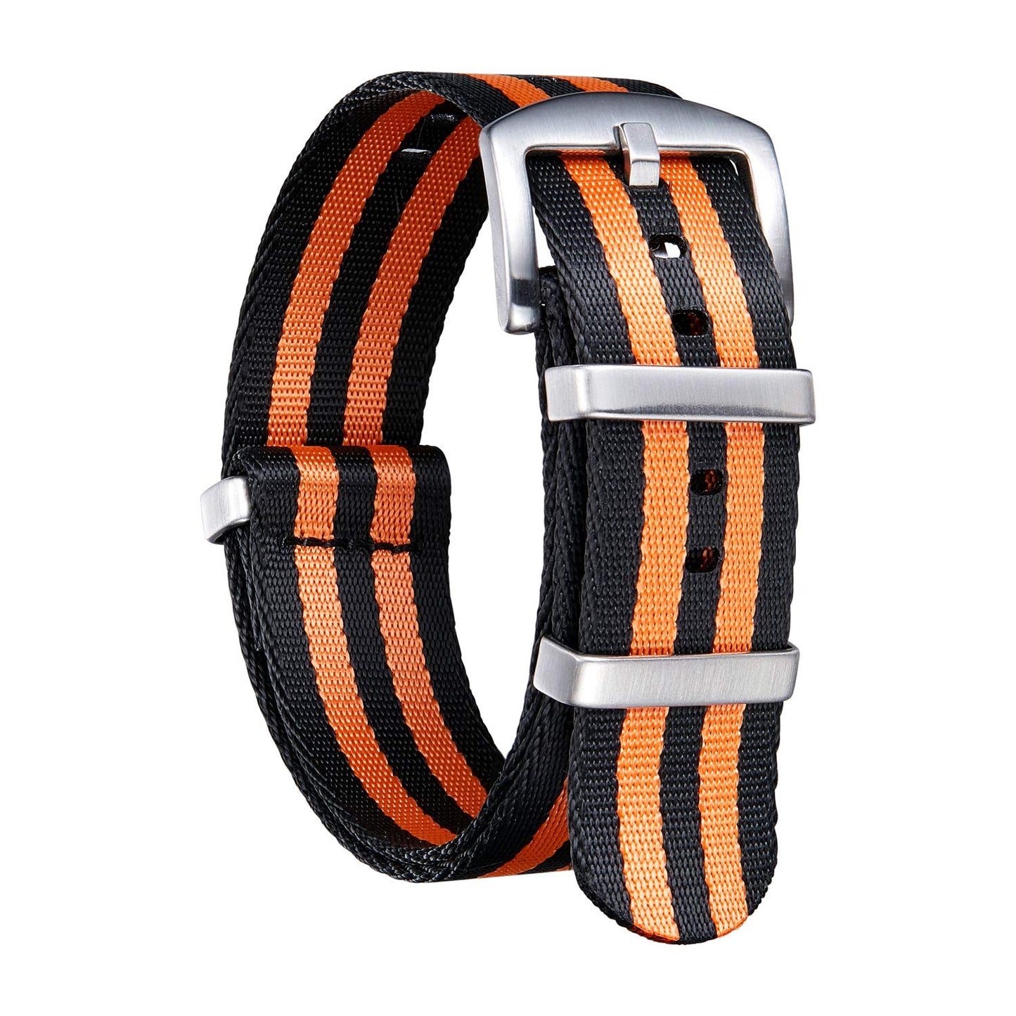 HOTBINLUN Nylon Watch Band 18mm,20mm,22mm,24mm Rugged Military Replacement Watch Straps Silver&Black Stainless Buckle Heavy-Duty Wristband For Traditional Men Women Watches
