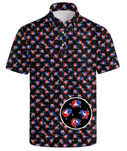 HOTGolf Polo Shirts for Men Funny Print Quick Dry Short Sleeve Performance Golf Shirts Moisture Wicking Polo Shirts