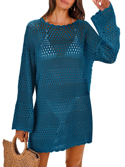 HOTANRABESS Women Swimsuit Crochet Swim Cover Up 2026 Summer Bathing Suit Swimwear Mesh Knit Beach Dress Vacation Outfits