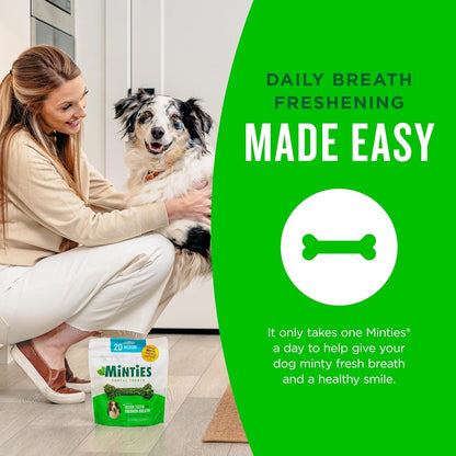 HOTMinties Dental Chews for Dogs, 60 Count, Vet-Recommended Mint-Flavored Dental Dog Treats for Medium Dogs, Bones Clean Teeth, Fight Bad Breath, and Removes Plaque and Tartar