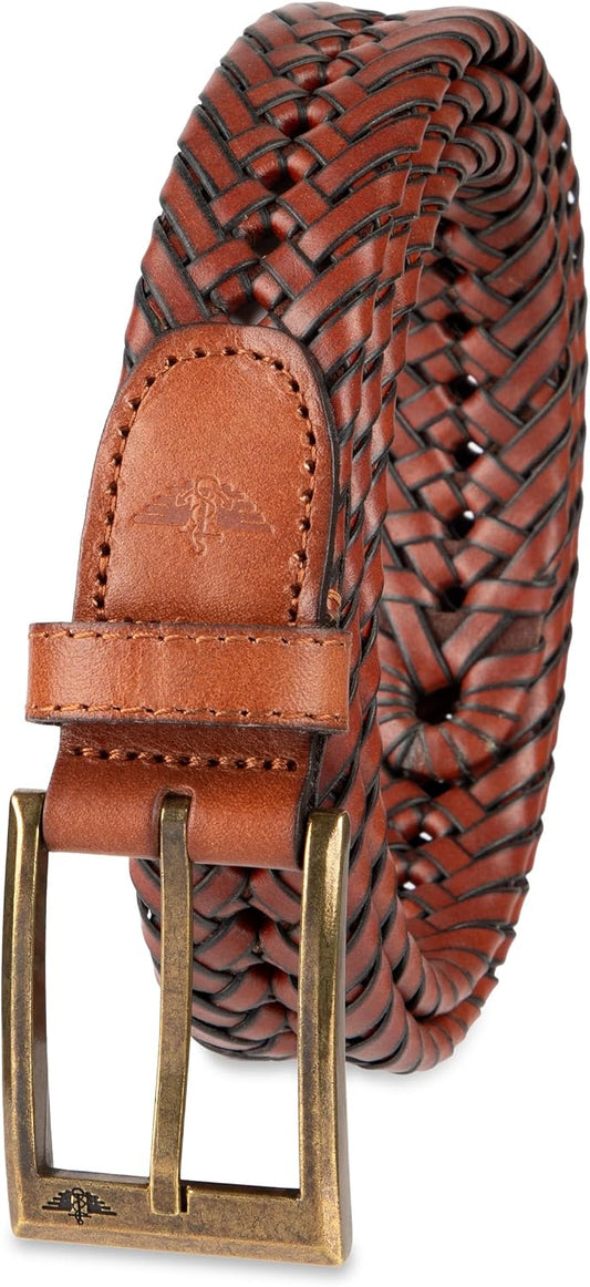HOTDOCKERS Men's Braided Leather Belt, Fully Adjustable Casual Strap for Everyday Wear
