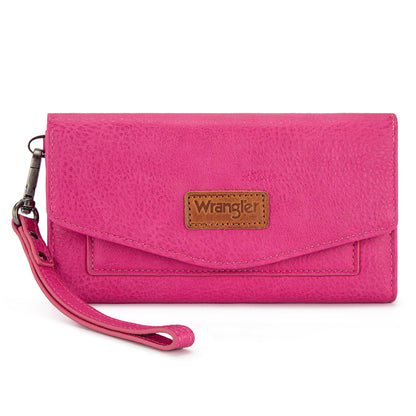 HOTMontana West X Wrangler Women's Wallets Large Wristlet for Woman Ladies Female Trifold Cash Wallet with Wrist Strap and Rfid Lining