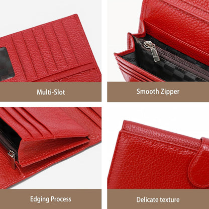HOTWomen Wallets Classic Purse Ladies Wallet Card Holder Multi-Compartment Wallet Phone Bag Change Pouch with 14 Card Slots Red