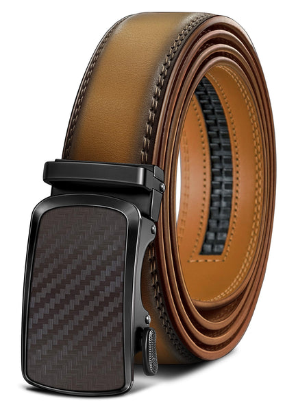 HOTBULLIANT Men's Belt,Brand Ratchet Belt Of Genuine Leather For Gift Men Dress,Size Customized