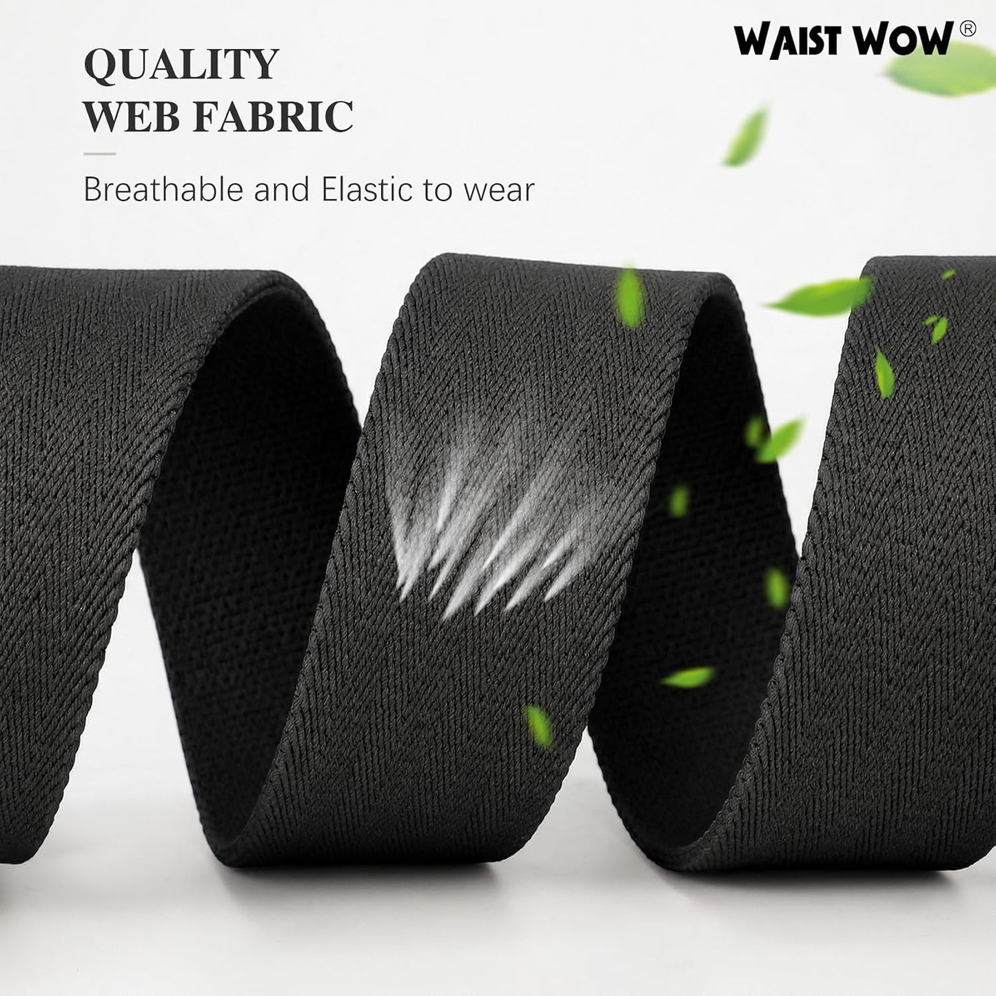 HOTWaist Wow No Show Invisible Elastic Belts for Women Men Adjustable Web Stretch Belt with Non-Metal Buckle for Jeans Pants
