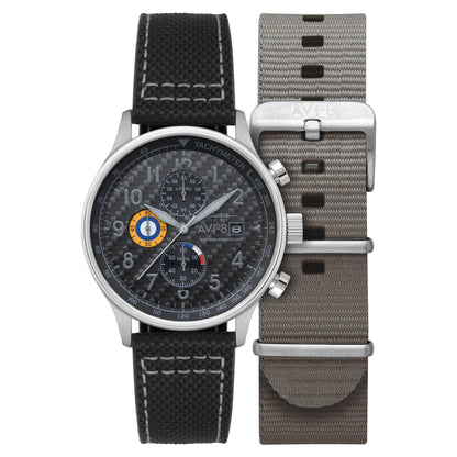 HOTAVI-8 Hawker Hurricane Men's Pilot Watch – Classic Chronograph, Japanese Quartz Movement, Stainless Steel Case, Leather Strap, AV-4011