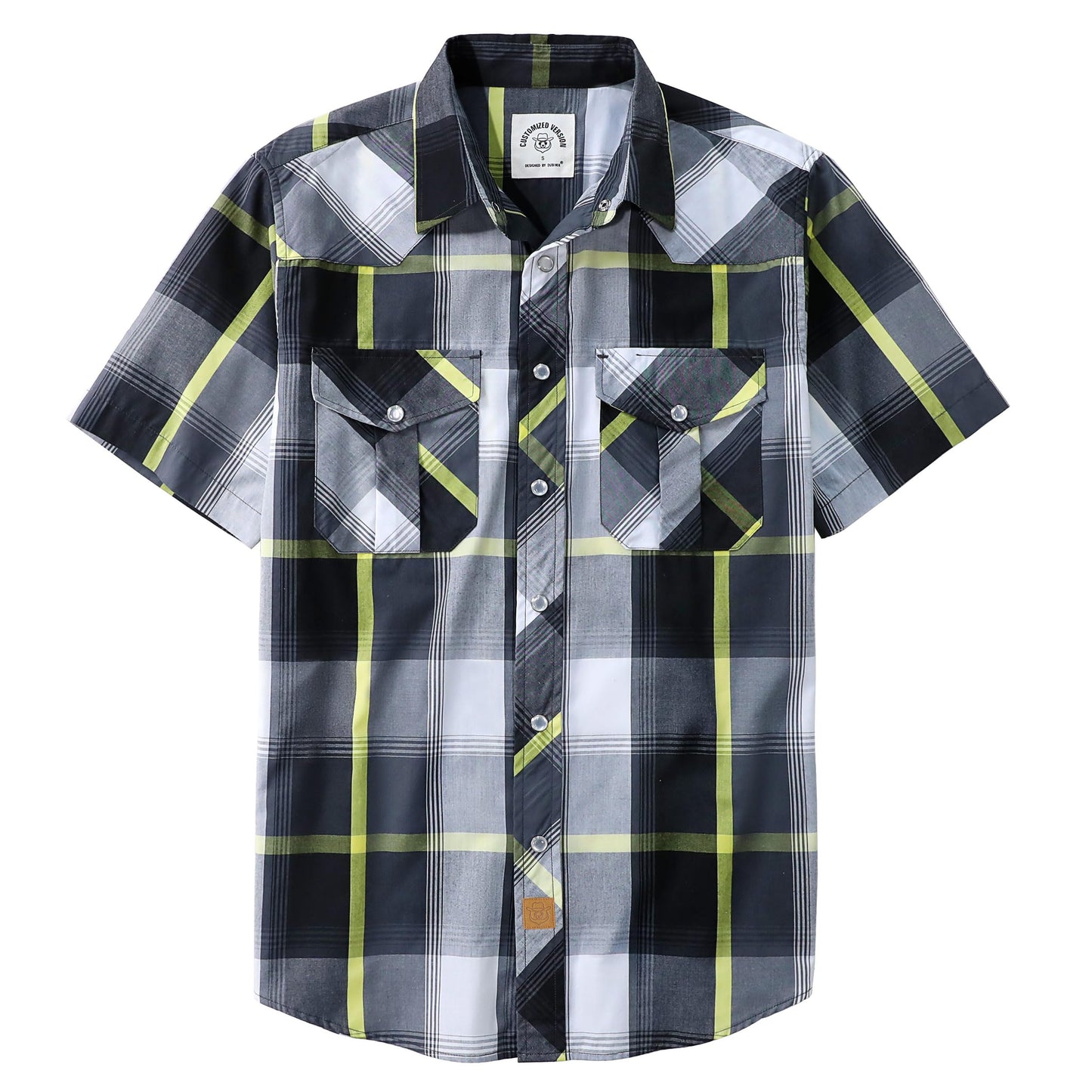 HOTDubinik® Western Shirts for Men Short Sleeve Plaid Pearl Snap Shirts for Men Button Up Shirt Cowboy Casual Work Shirt