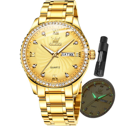 HOTOLEVS Classic Men Watches with Date,Stainless Steel Man Watch with Date, Bussiness Watches for Men,Luminous Quartz Mens Watches Black/White/Blue/Gold, Waterproof Male Watch with Week