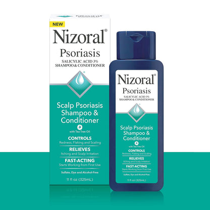HOTNizoral Psoriasis Shampoo & Conditioner, 11 Oz, Gentle Scalp Treatment, Relieves Itching and Flaking, Redness and Scaling Effective Scalp Psoriasis Shampoo with Salicylic Acid and Tea Tree Oil
