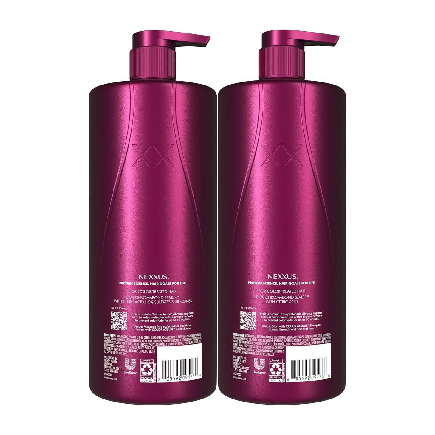 HOTNexxus Color Assure Color Care 2 Count for Vibrancy Shampoo, Conditioner Color Treated Hair Powered by Chromabond Sealer with Citric Acid 33.8 fl oz