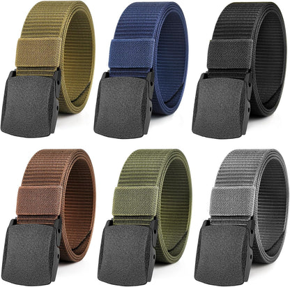 HOT6 Pack Nylon Military Tactical Belt for Men/Women Webbing Canvas Work Belts with Plastic Buckle