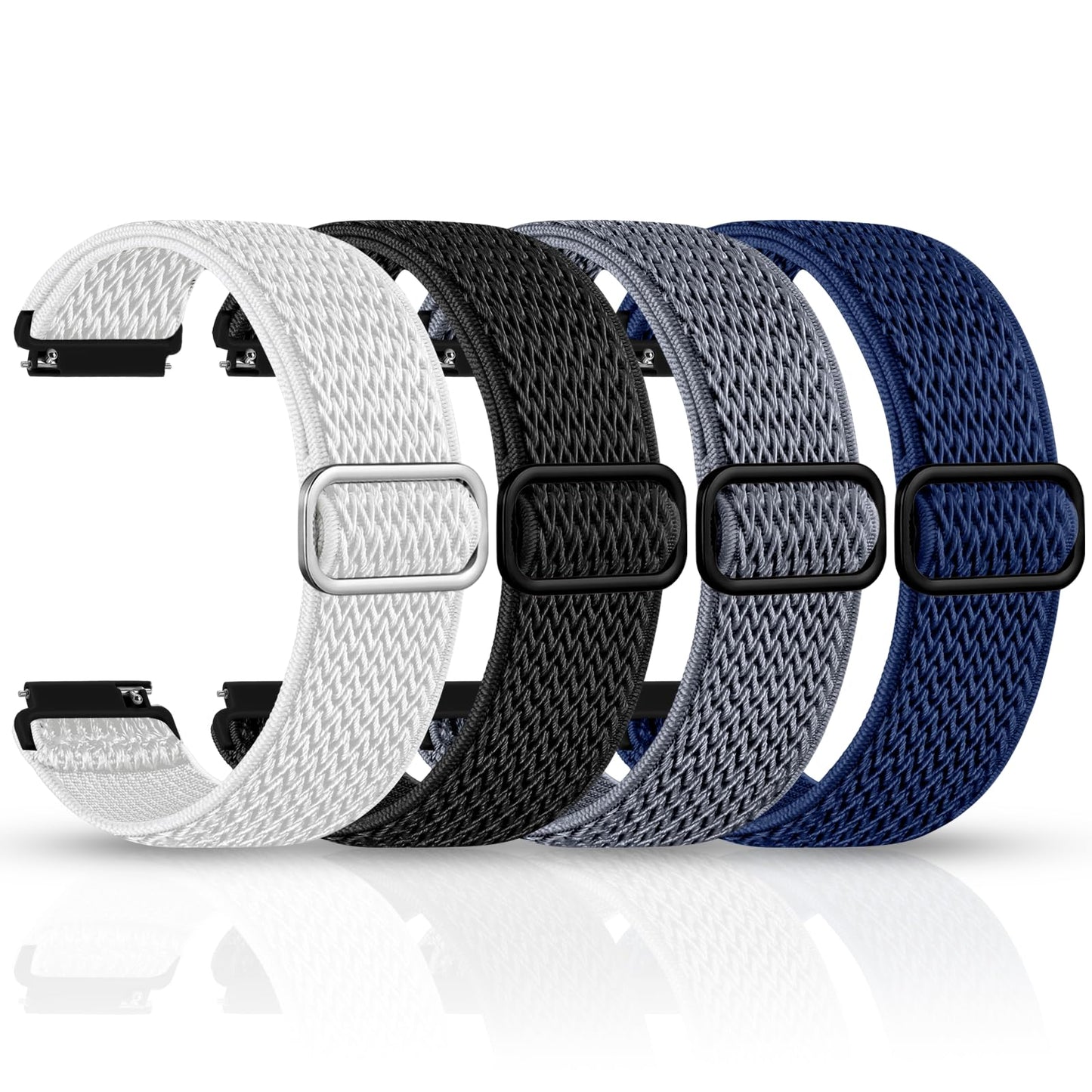 HOTEasuny 4 Pack Elastic 22mm 20mm 18mm Watch Band Compatible with Garmin Vivoactive 5/6 Watch Bands, Venu 3/4, Sport Quick Release Replacement Strap for Venu 3S/2S, Forerunner 165/265/255/55 Men Women