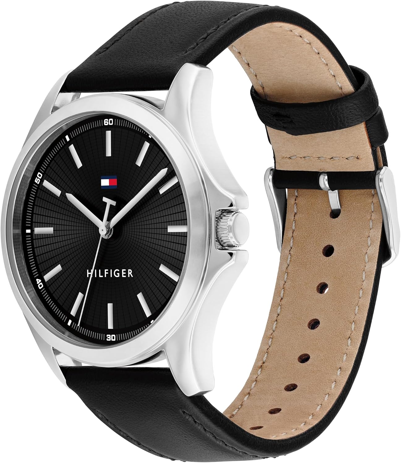 HOTTommy Hilfiger Men's 3-Hand Quartz Watch – 42mm Case, Leather Strap, 3 ATM Water Resistant, Modern Everyday Timepiece, Gift for Him