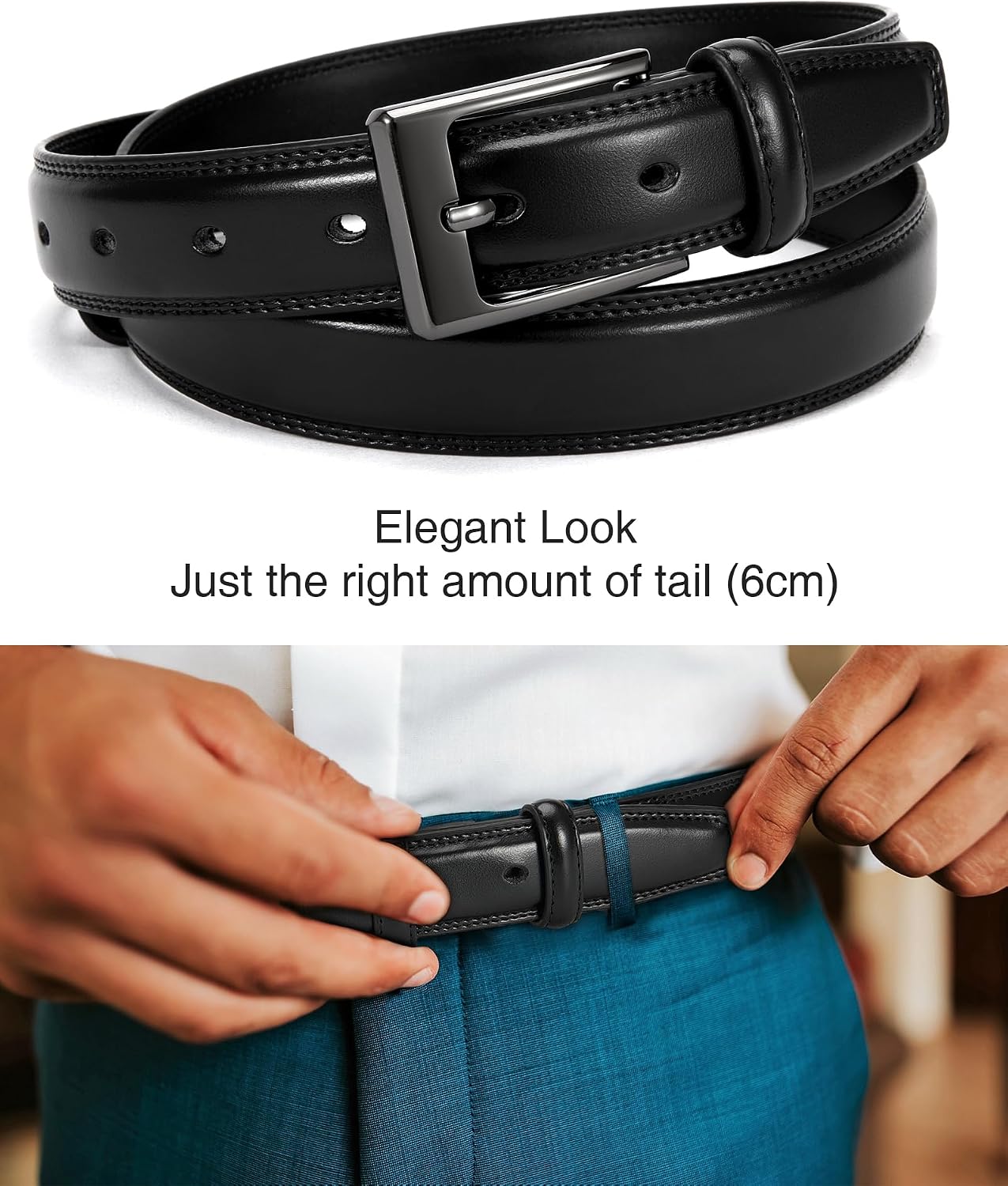 HOTCHAOREN Mens Belts Leather Gift for Men - Ideal Match for Mens Dress Shoes