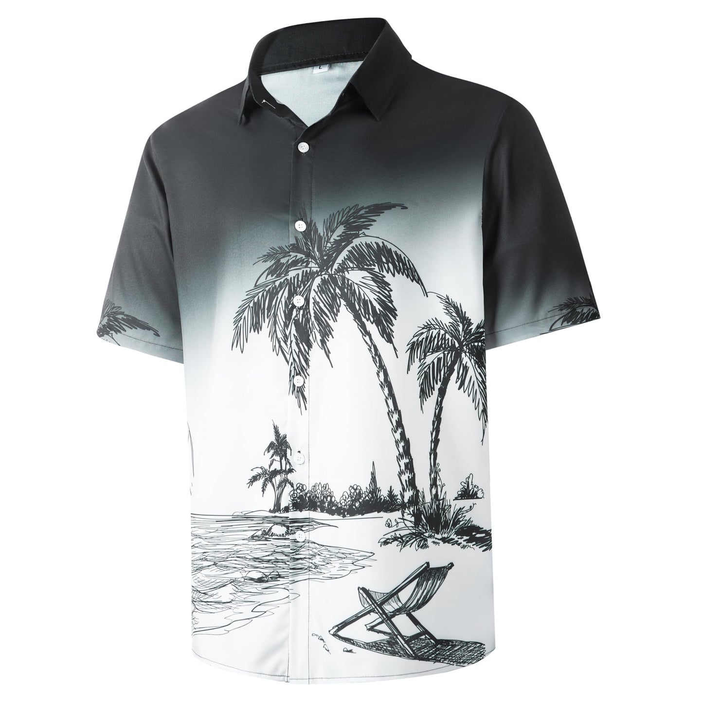 HOTMen's Casual Button Down Shirts Regular Fit Short Sleeve Hawaiian Shirt for Men