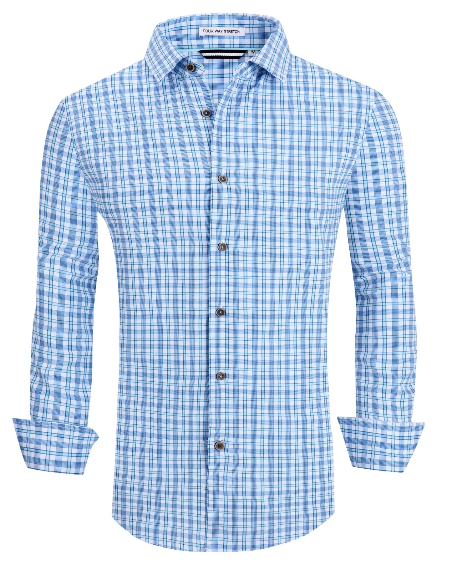 HOTAlex Vando Mens Wrinkle Free 4-Way Stretch Print Business Casual Shirt | Wrinkle resistant, Machine washable, Classic check Pattern, True-to-size cut, Business & Daily, Easy outfit pairing