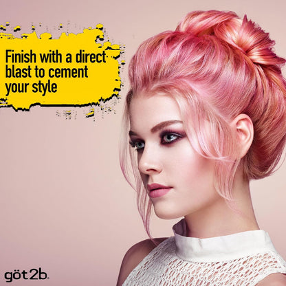 HOTgot2b Glued Blasting Freeze Hair Spray, 12 Fl Oz, Pack of 2, Extra Strong Holding Spray for Spikes & Styles, Long-Lasting All-Day Hold, Wind-Tested, Humidity-Resistant, Washes Out Easily