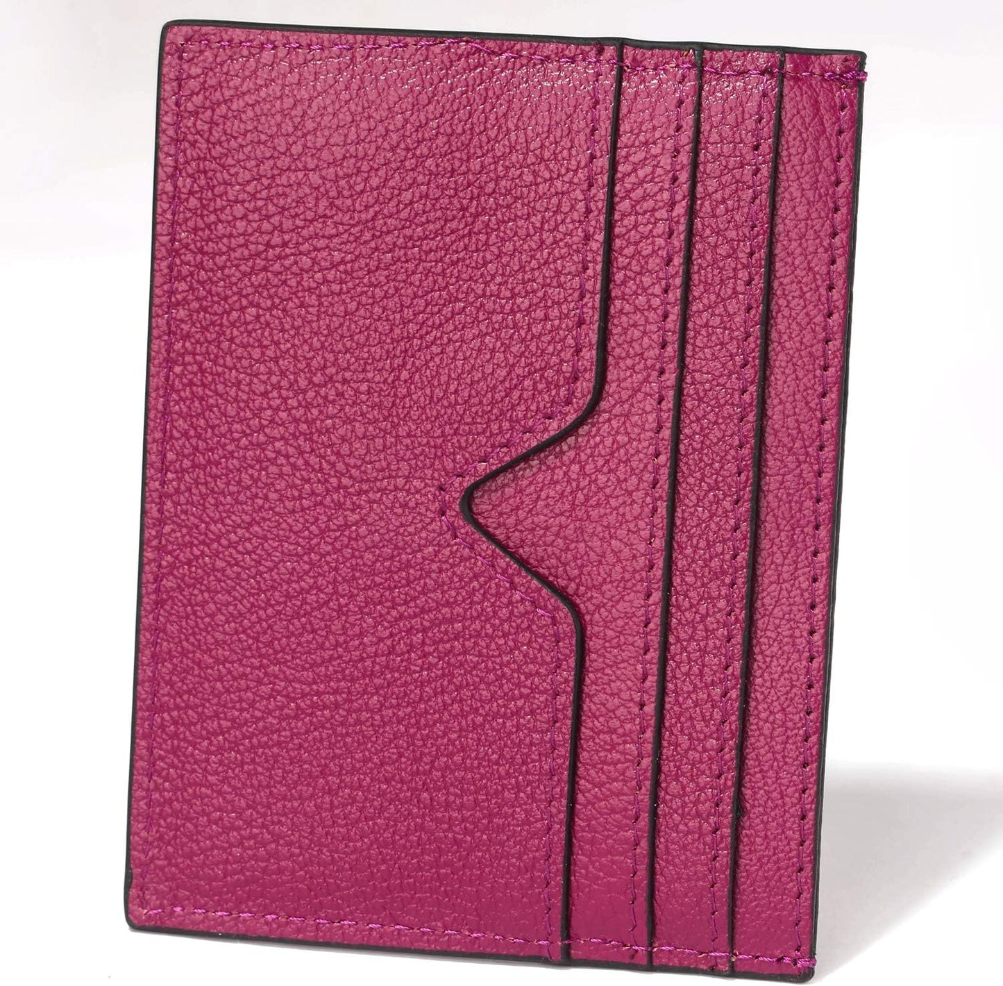 HOTDONWORD RFID Slim Leather Card Case Wallet Minimalist Credit Card Holder Money Clip (Purple)