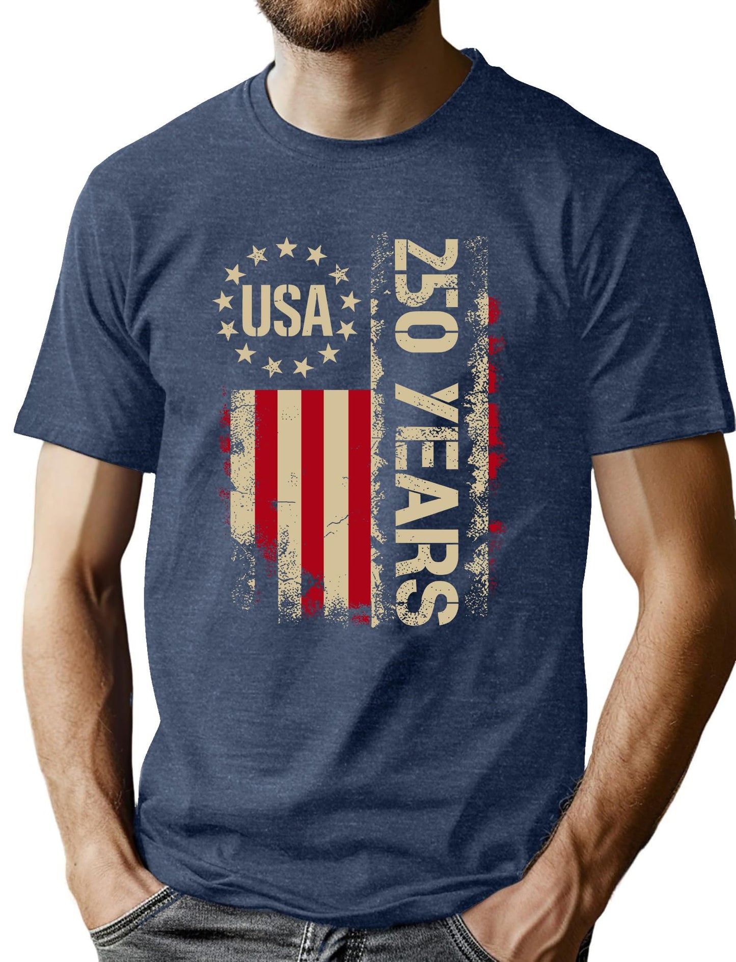 HOT250th Anniversary USA Shirts for Men American Flag T-Shirt 4th of July Shirt 250 Years Birthday Patriotic Tops