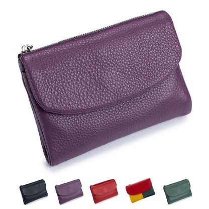 HOTNsciyise Premium Leather Wallet for Women, Red | Multi-Slot Card Holder, RFID Blocking Protection, ID Window, Zipper Coin Purse, Trifold Genuine Cowhide