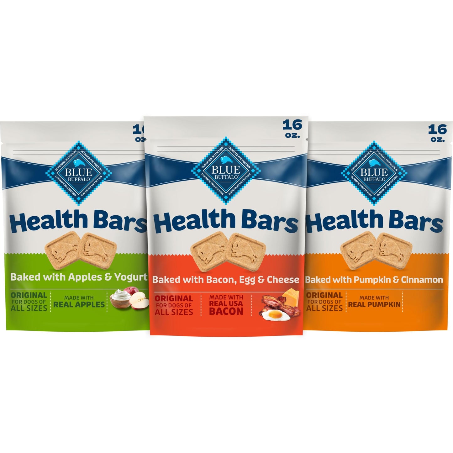 HOTBlue Buffalo Health Bars Apples & Yogurt Crunchy Dog Biscuits, Oven-Baked with Real Apples & Natural Ingredients, Healthy Dog Treats with No Artificial Flavors or Preservatives, Jumbo Box 3.5 lbs.