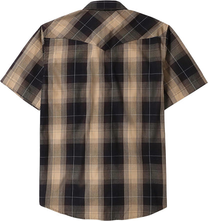 HOTDubinik® Western Shirts for Men Short Sleeve Plaid Pearl Snap Shirts for Men Button Up Shirt Cowboy Casual Work Shirt