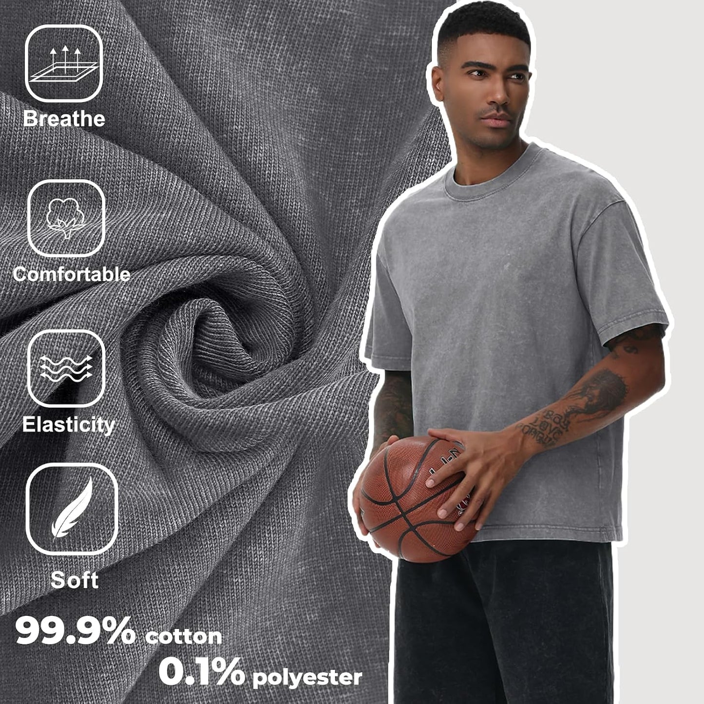 HOTMen's Cotton T-Shirts Oversized Unisex Short Sleeves Casual Loose Wash Solid Basic Tee Tops
