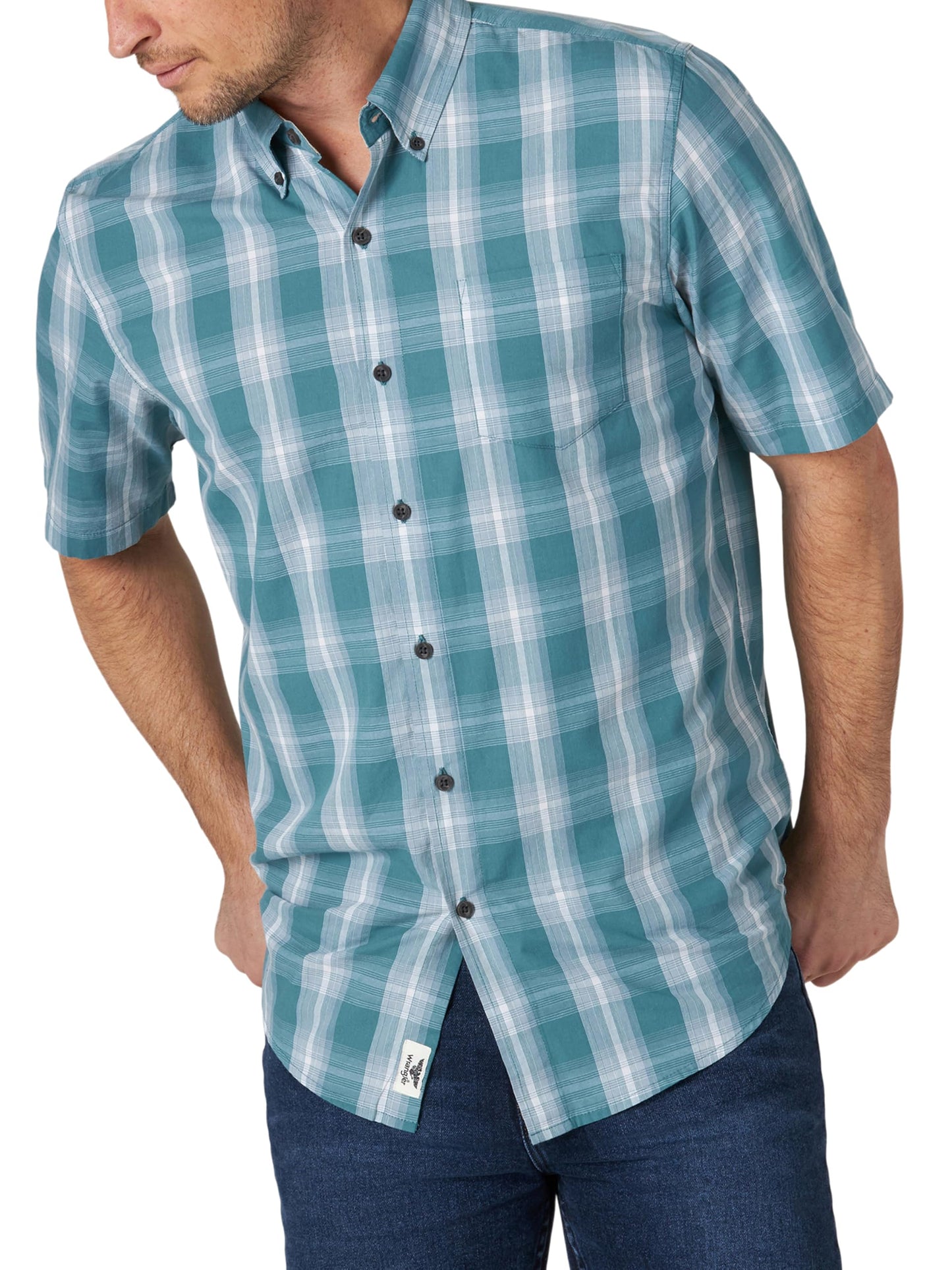 HOTWrangler Authentics Men's Short Sleeve Classic Plaid Shirt