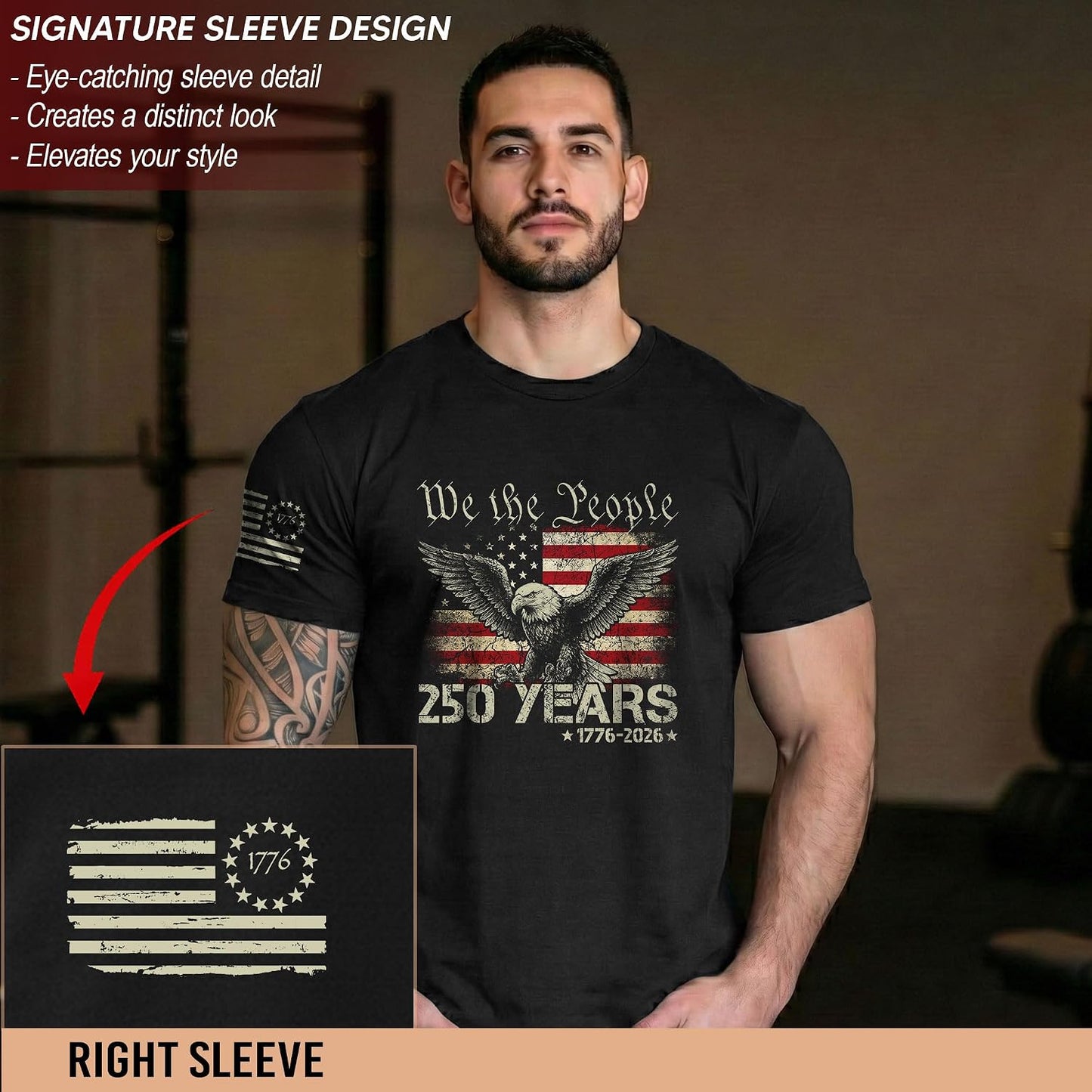 HOT250th Anniversary USA T-Shirt, Patriotic Shirts for Men | This patriotic 1776-2026 shirt honors the historic anniversary milestone, delivering a classic graphic tee for men