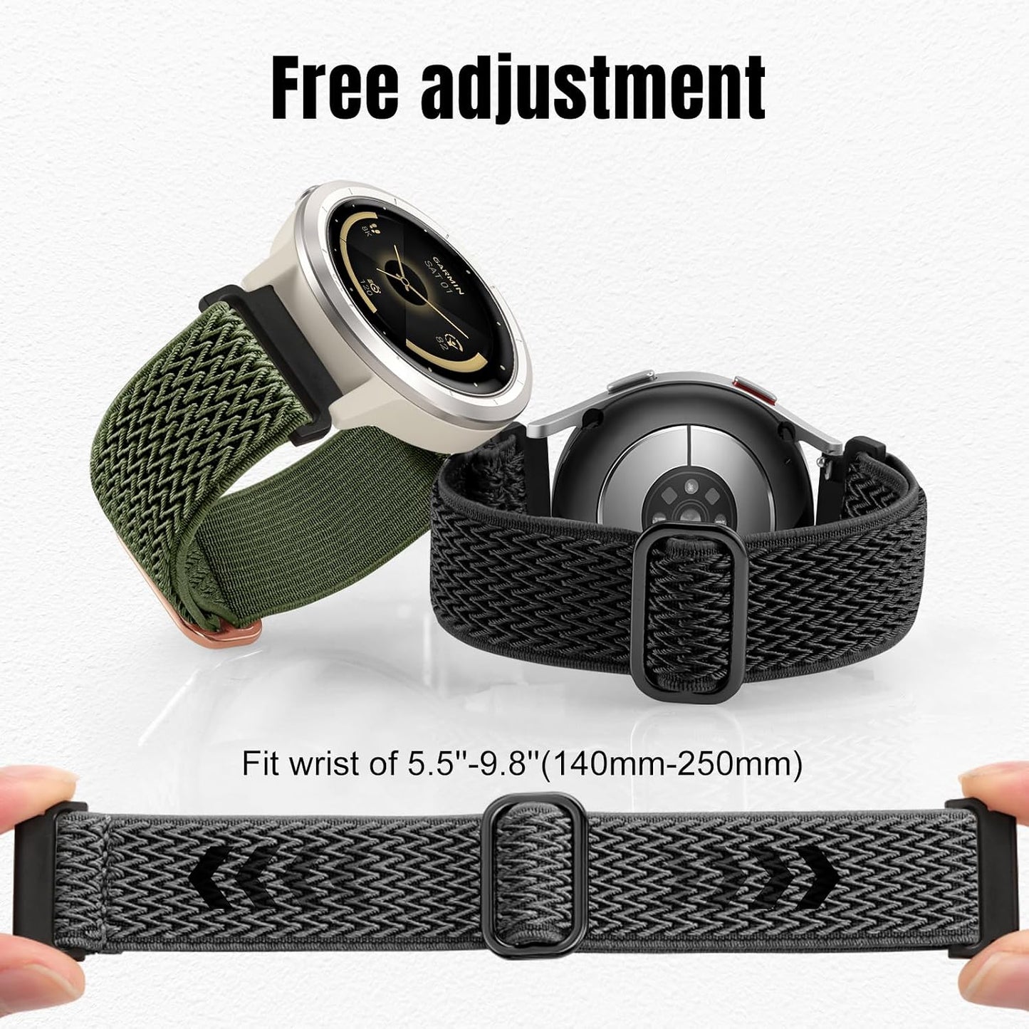HOTEasuny 4 Pack Elastic 22mm 20mm 18mm Watch Band Compatible with Garmin Vivoactive 5/6 Watch Bands, Venu 3/4, Sport Quick Release Replacement Strap for Venu 3S/2S, Forerunner 165/265/255/55 Men Women