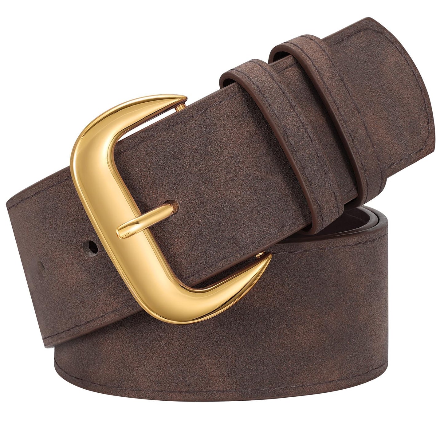 HOTWHIPPY Wide Chunky Belt for Women Dresses Fashion Ladies Thick Leather Belt with Gold Buckle