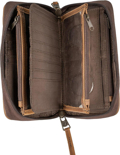 HOTSTS Ranchwear Women's Chaynee Valley Serape Kacy Organizer-Leather Wrist Strap, 32 Card Slots, Secure Zip Closure, Multi