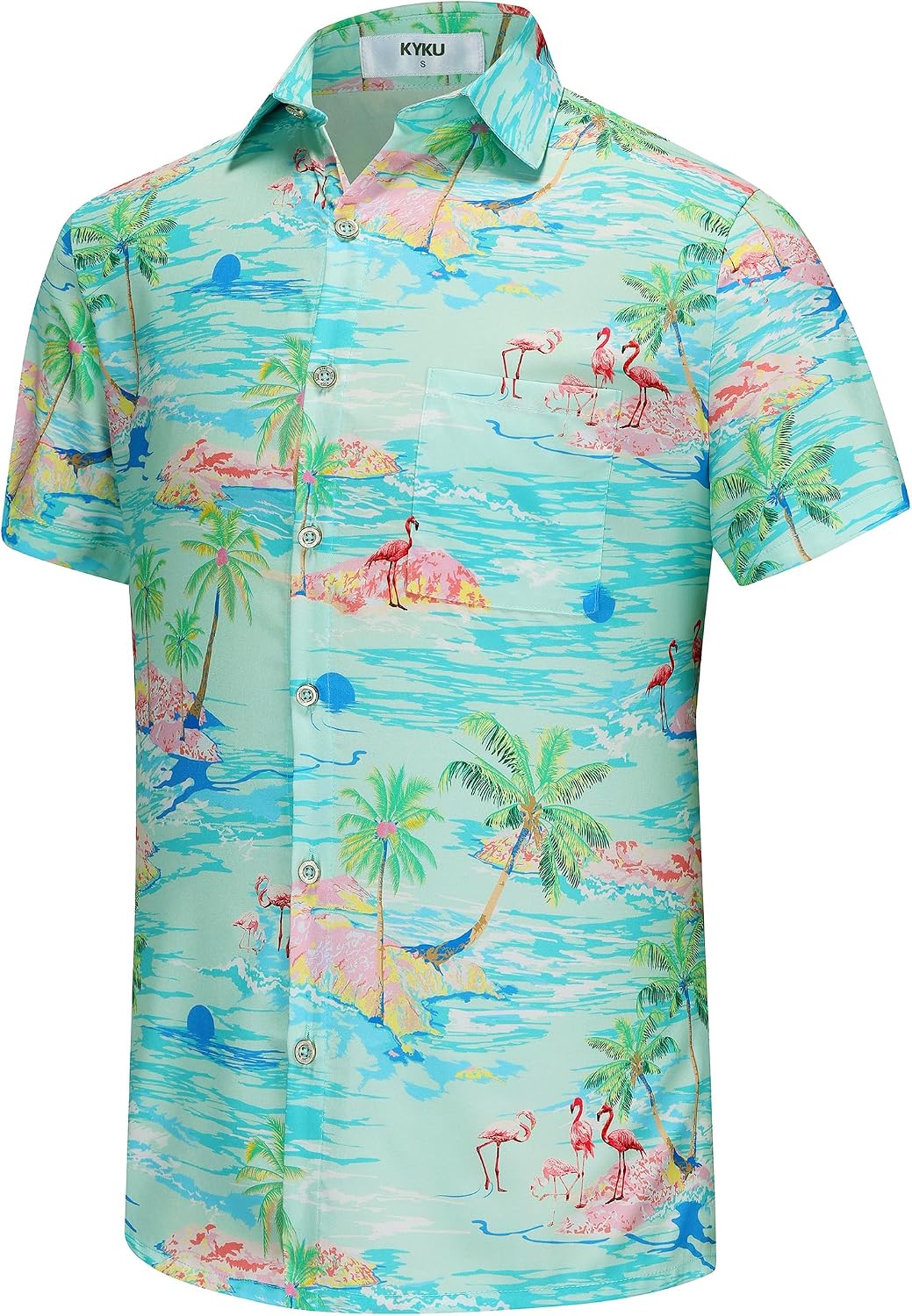 HOTKYKU Funky Hawaiian Shirt for Men Palm Beach Shirts Tropical Vacation Clothes