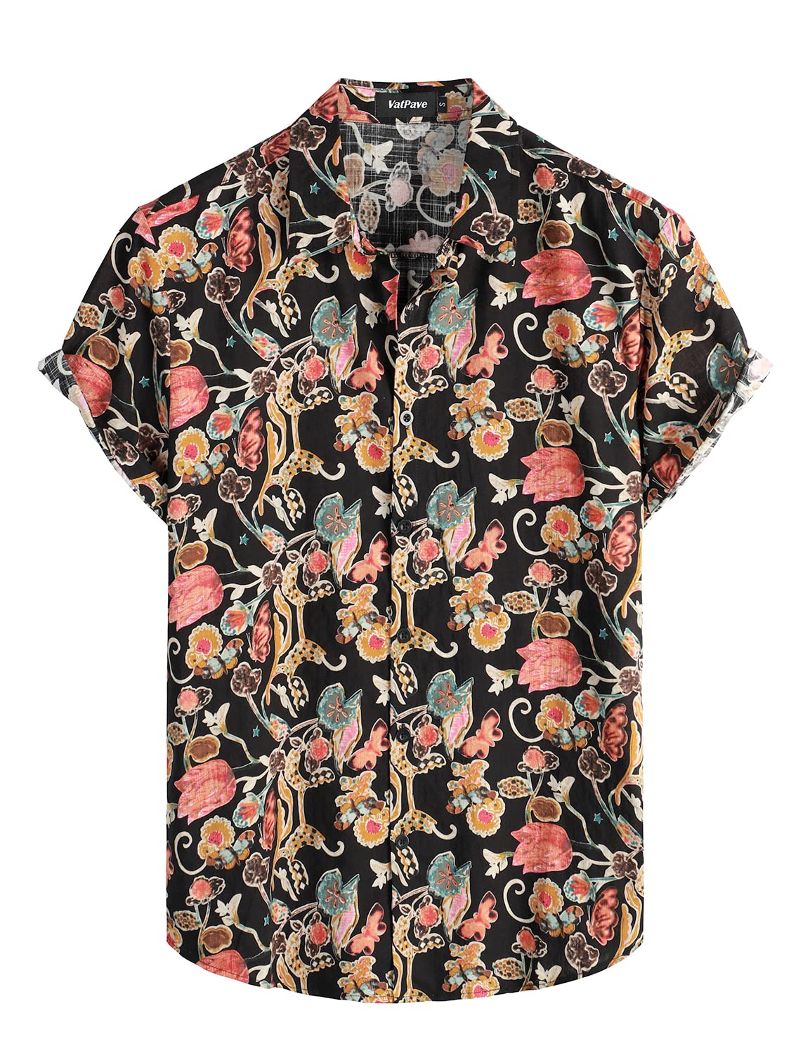 HOTVATPAVE Mens Casual Short Sleeve Button Down Shirts Regular Fit Hawaiian Summer Shirt