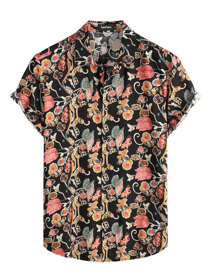 HOTVATPAVE Mens Casual Short Sleeve Button Down Shirts Regular Fit Hawaiian Summer Shirt