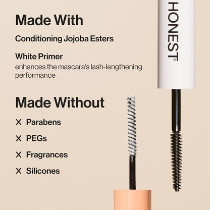 HOTHonest Beauty 2-in-1 Extreme Length Clean Mascara + Lash Primer | Lengthening + Volumizing | Cruelty Free + Safe for Sensitive Eyes | Black, .27 fl oz