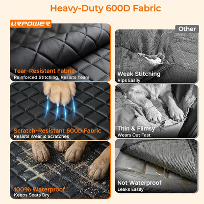 HOTURPOWER Dog Car Seat Cover for Pets 100% Waterproof Seat Cover Hammock 600D Heavy Duty Scratch Proof Nonslip Durable Soft Back Seat Covers for Cars and SUVs