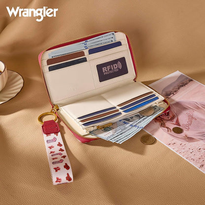 HOTx Wrangler Rodeo Icons Wallet for Women Western Wristlet Wallets Large Travel Wallet Ladies Female Wallet with RFID Blocking